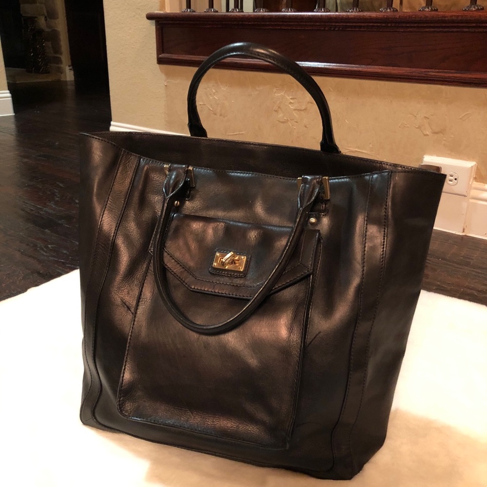 Large Black Leather Tote